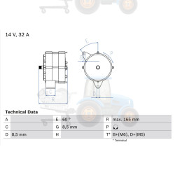 Alternator BOSCH - 0.986.030.130