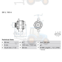 Alternator BOSCH - 0.986.085.360