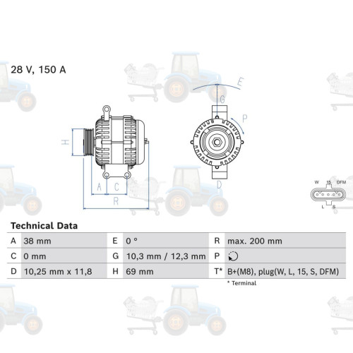 Alternator BOSCH - 0.986.085.360