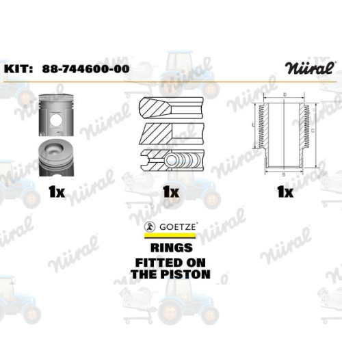 Set raparatii, piston/bucsa cursa cilindru NURAL - 88-744600-00