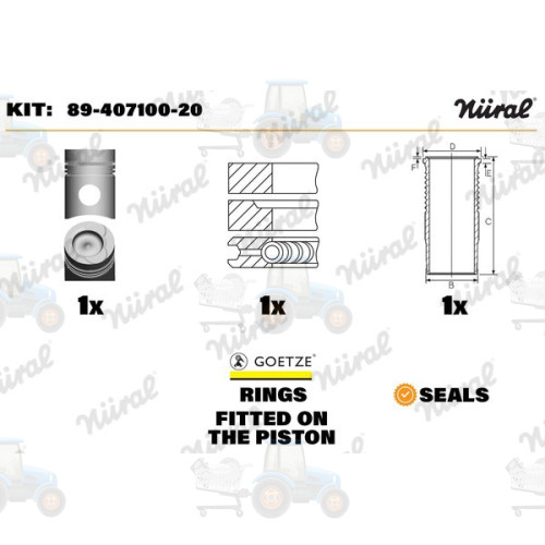 Set raparatii, piston/bucsa cursa cilindru NURAL - 89-407100-20